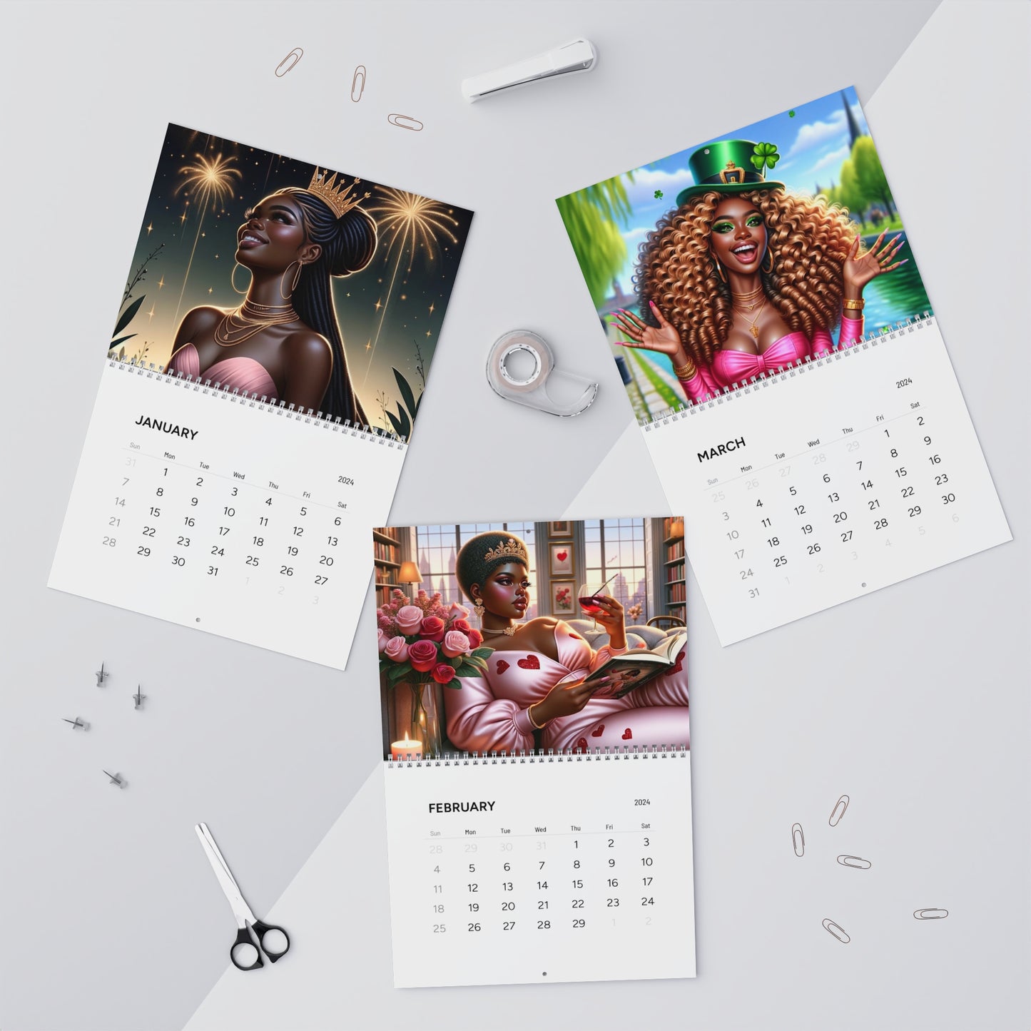 Unbounded Radiance: Celebrating African American Women Wall Calendar (2024)